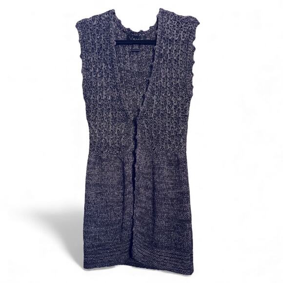 Venue 90s Crochet Knit Mid-Length Charcoal Vest size Medium - Picture 1 of 9